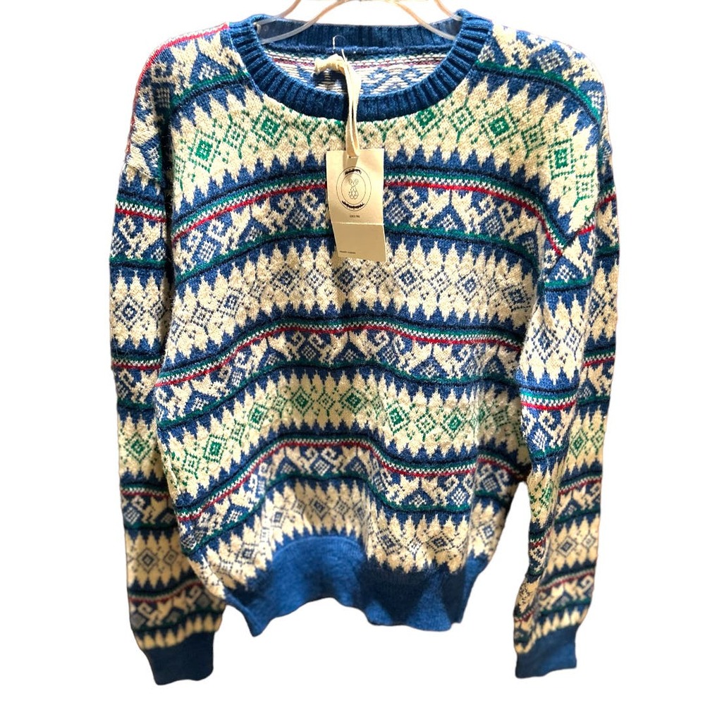 Blue Fair Isle Crewneck Sweater - Unbranded